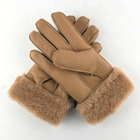LAMO Women's 100% Premium Australian Sheepskin Leather Gloves White Stitch Sz M - Picture 2 of 11